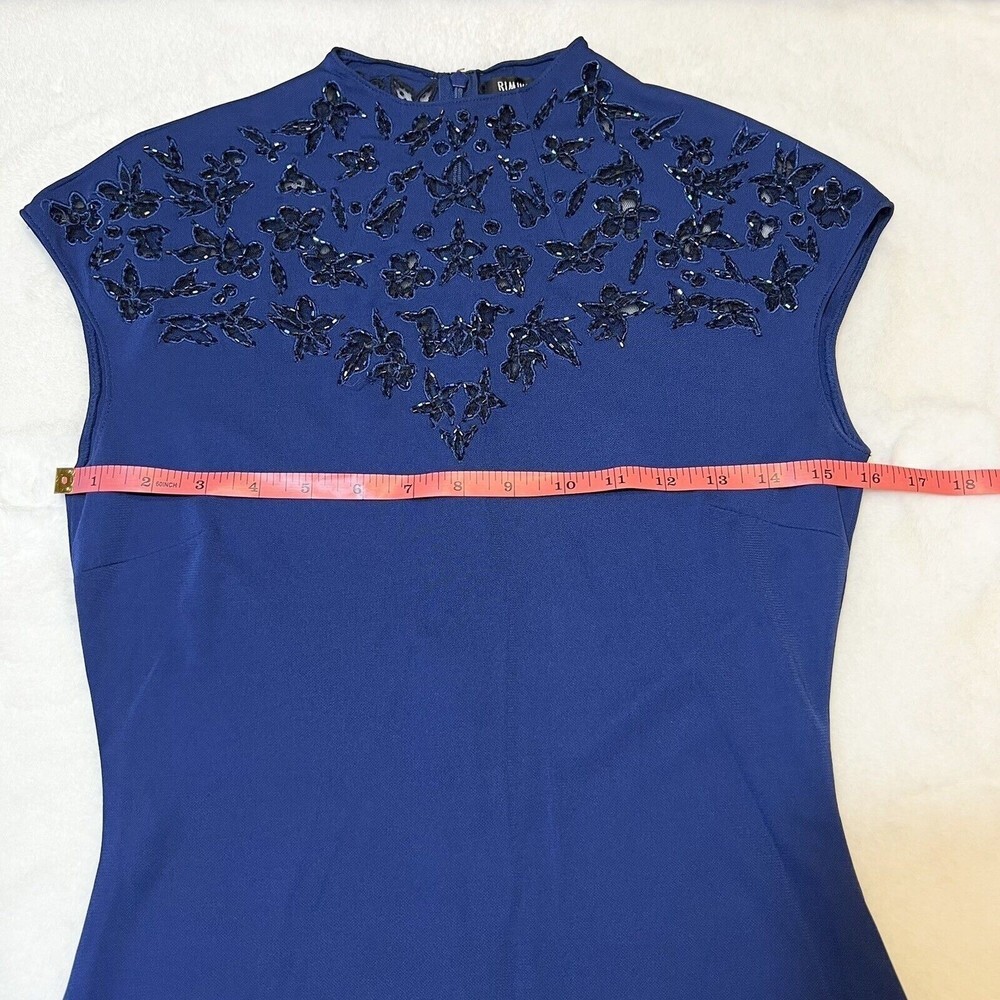 Rimini by Shaw Gown Formal Beaded Top Blue Maxi Women’s 6 - Picture 11 of 13